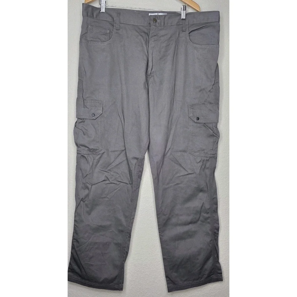 Lapco Men 40x34 Fire Resistant Reinforced Straight Cargo Work Pants Gray Pockets